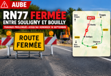 🔴 Aube : la RN77 fermée entre Souligny et Bouilly, les travaux prolongés jusqu’au 18 septembre