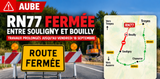🔴 Aube : la RN77 fermée entre Souligny et Bouilly, les travaux prolongés jusqu’au 18 septembre