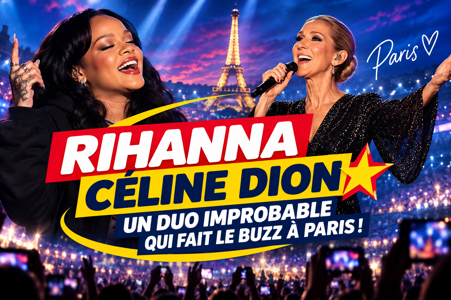 Rihanna et Céline Dion : le duo improbable qui s’est improvisé dans les gradins à Paris