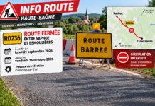 Haute-Saône : plusieurs semaines de travaux et une route coupée entre Saphoz et Esmoulières