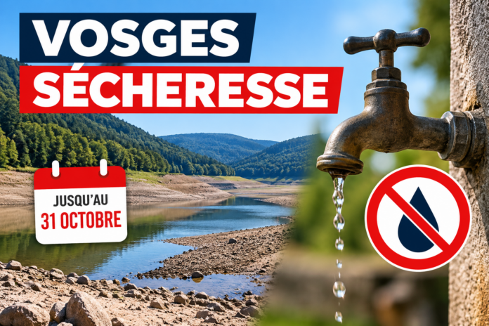 Sécheresse dans les Vosges _ restrictions d’eau Sécheresse : les Vosges restent placées au niveau « crise » jusqu’au 31 octobre
